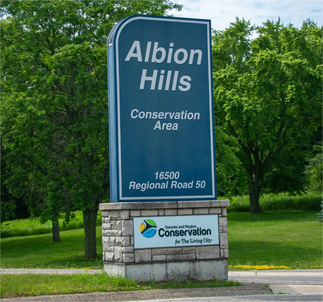 Wooded trail near Bolton, Caledon — parks and trail context for buyers considering a detached home at Bolton Place.